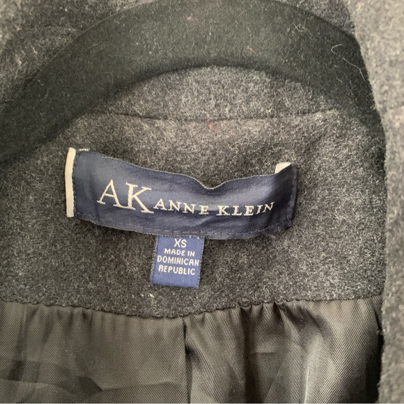 Wool Blend Jacket Grey Mid-Length Single Breasted Coat Anne Klein Extra Small - Picture 6 of 13